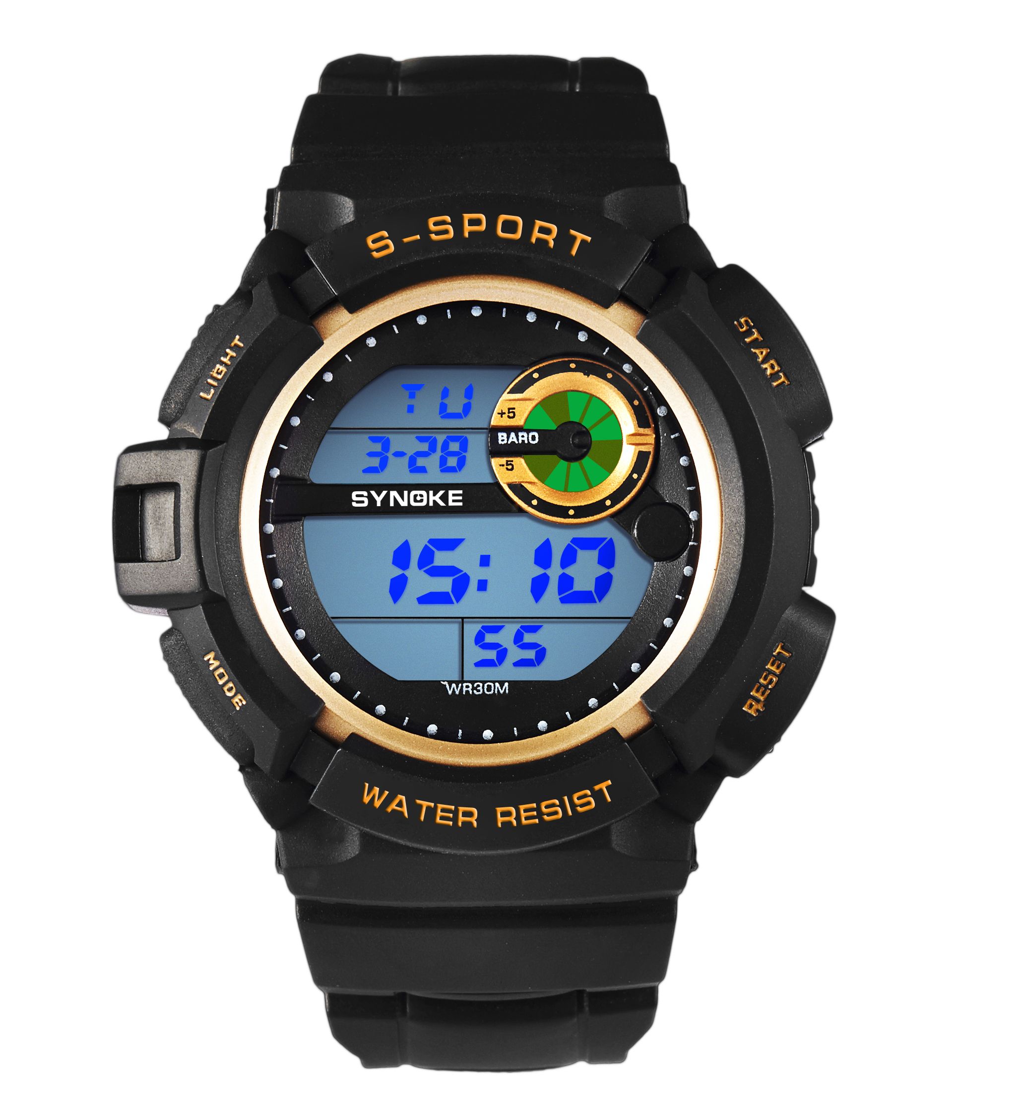 round dial digital watch