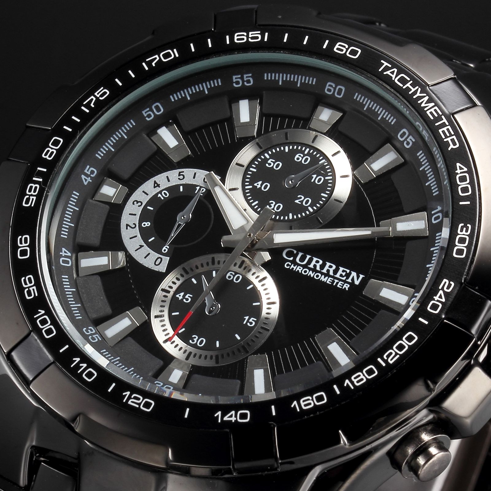 curren black stainless steel watch