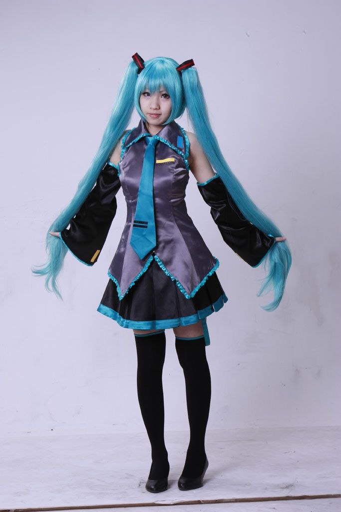 Anime Vocaloid Miku Hatsune Cosplay Costume Halloween Party Props Dresses Sets
