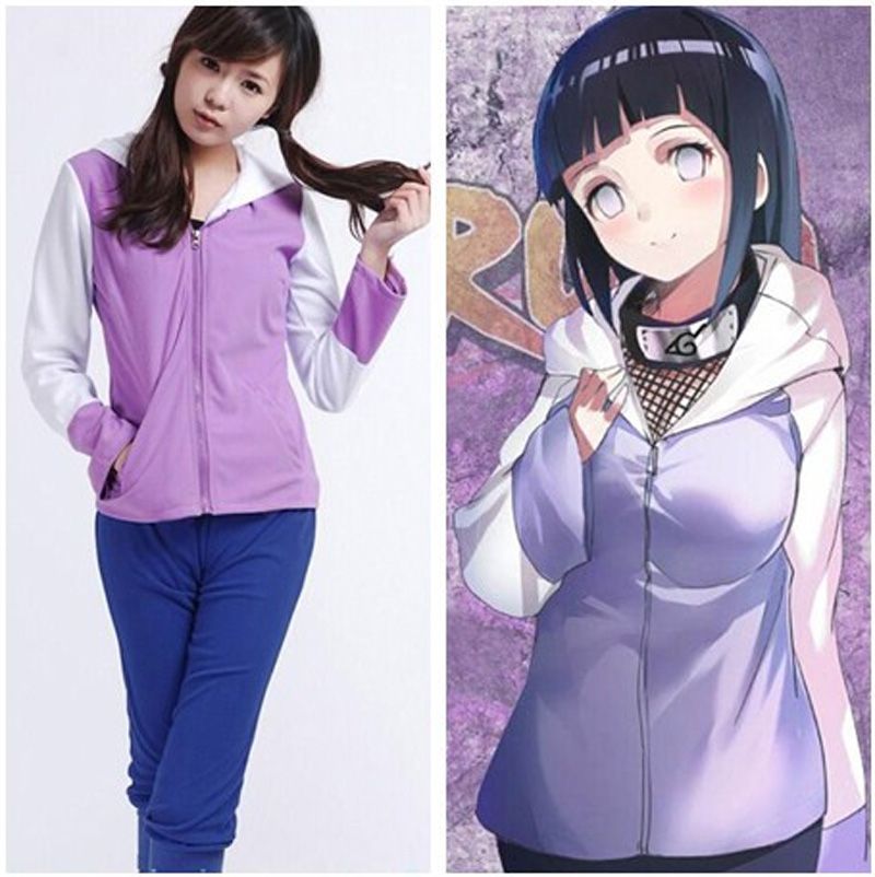 Anime Shippuden Hinata Hyuga Ninja Uniform Cosplay Costume Coat+Pants Full Suits