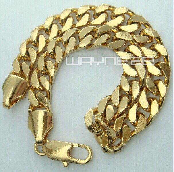 18K MENS LADIES YELLOW SILVER ROSE GOLD GF CURB RING CHAIN SOLID BRACELET BANGLE