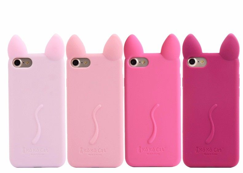 Cat Cute Ears Phone Cases For IphoneX 5 5s 6 6s 6Plus 7 7s 7plus 8 8plus Soft Clear TPU Silicon