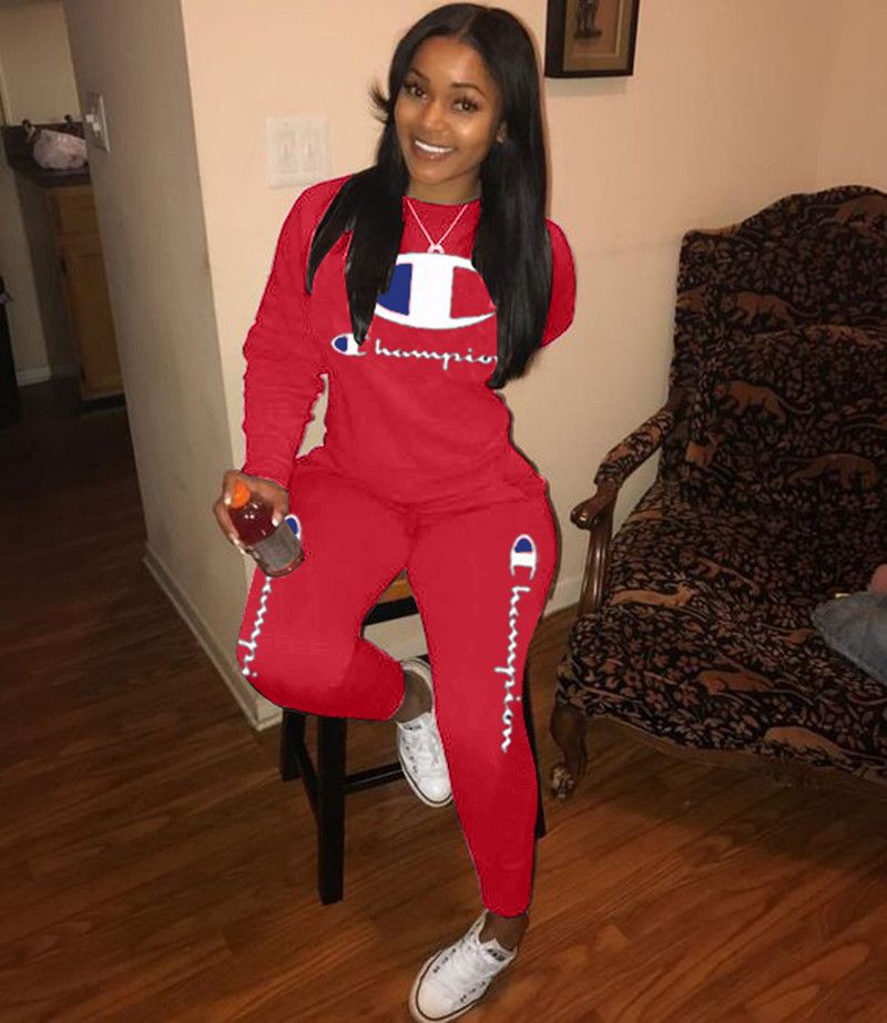 red and black champion sweatsuit