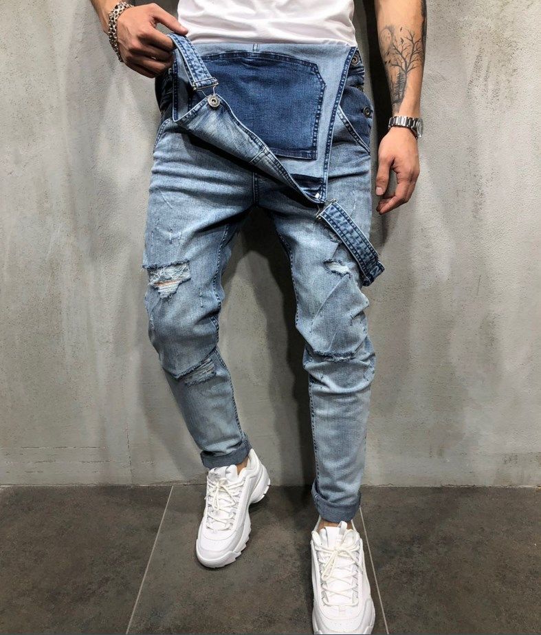 Compra Alta Calidad 2019 Moda Hombre Ripped Jeans Jumpsuits Street Agujero  Agotado Denim Bib Overol Para Hombre Suspender Pantalones Barato | Entrega  Rápida Y Calidad | Es.Dhgate