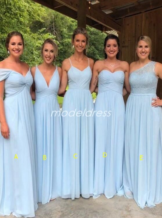 light blue beach bridesmaid dresses