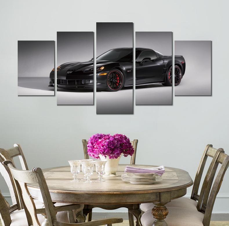 2020 Chevrolet Corvette Black Canvas Printed Painting Wall