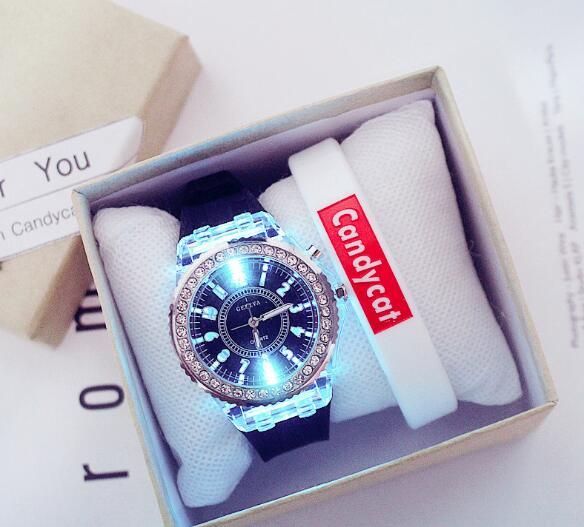 men silica gel led glow fashion outdoor sports quartz watch