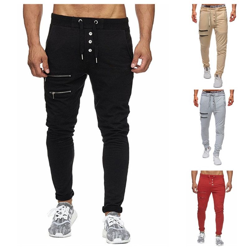 Compra Pantalones Para Hombres Botones Y Cremalleras Adornan Casual Para  Los Hombres Barato | Entrega Rápida Y Calidad | Es.Dhgate