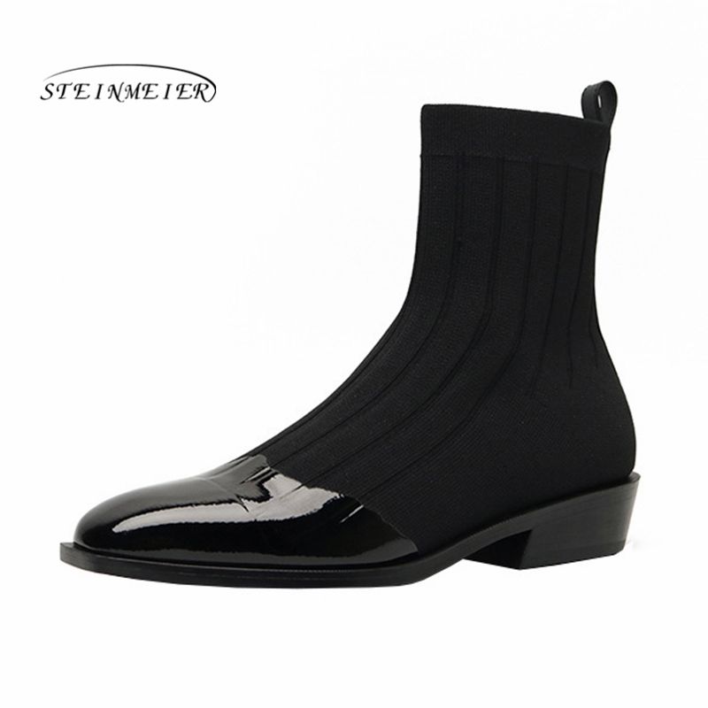 black sock boots flat