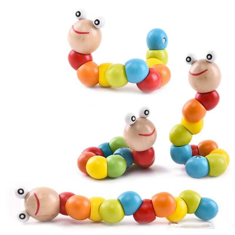 Colorful Baby Kids Twisted Wooden Wood Cocodile Alligator Educational Toy 