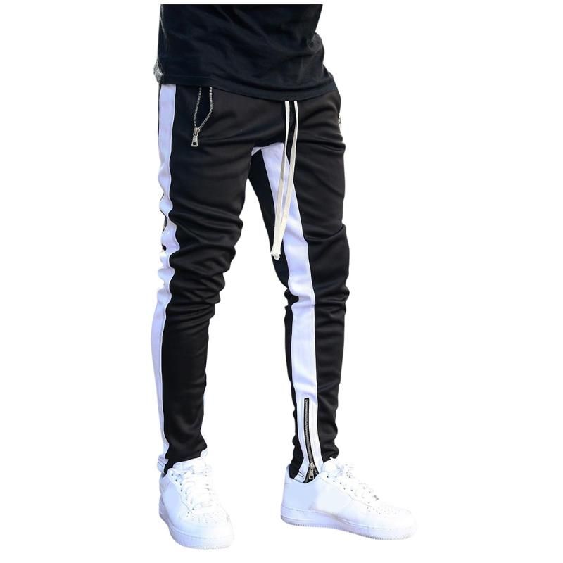 Mens Solid Leg Zipper Leisure Pants Casual Fitness Men Sportswear