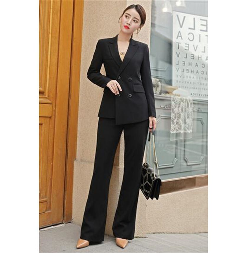 women's plus size black business suit