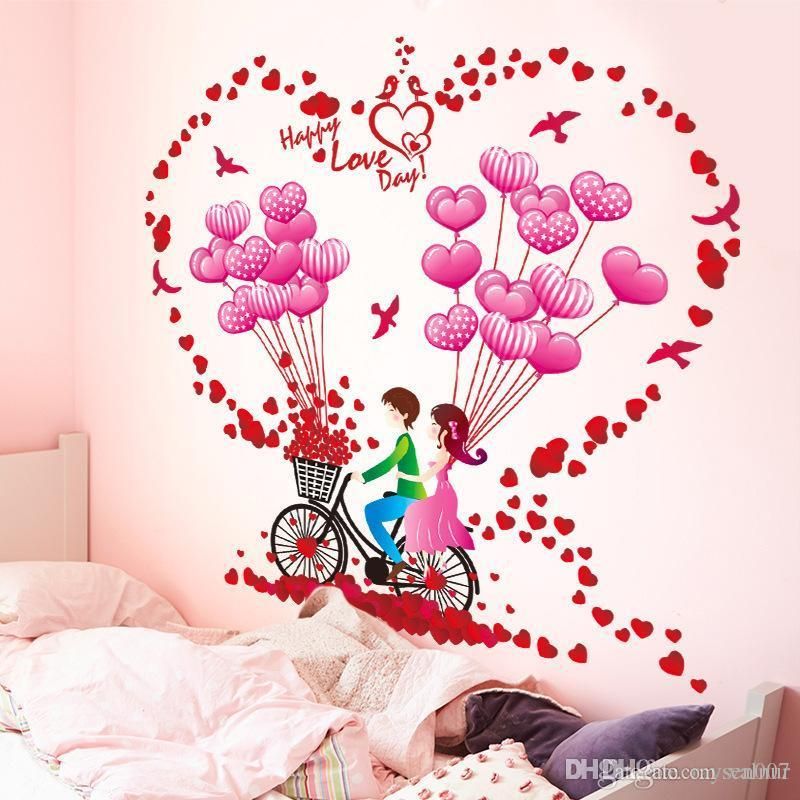 parejas románticas decoración del hogar pegatinas de pared decoración de la habitación pared de la flor parejas románticas decoración del hogar pegatinas de pared decoración de la habitación pared de la flor