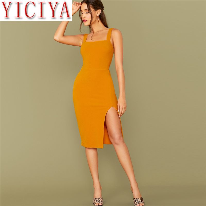 yellow night out dress