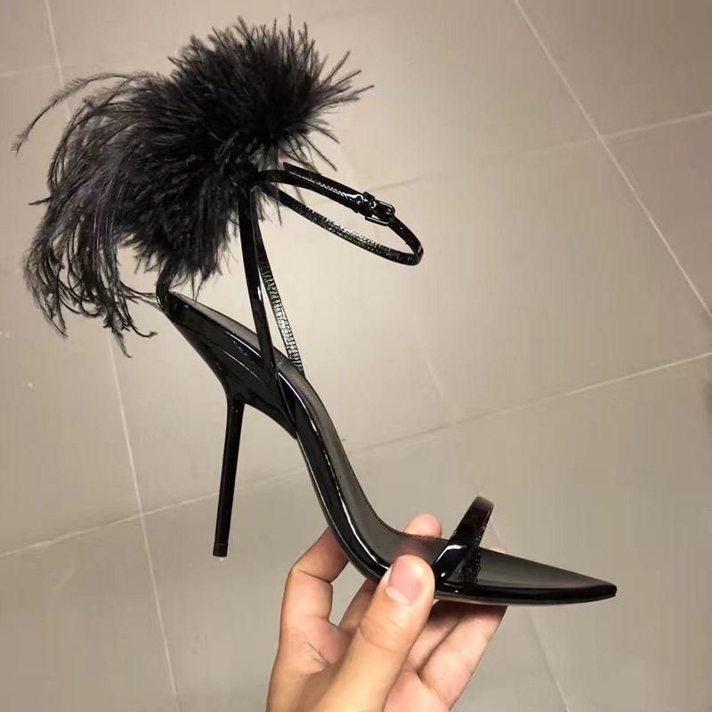 designer feather heels