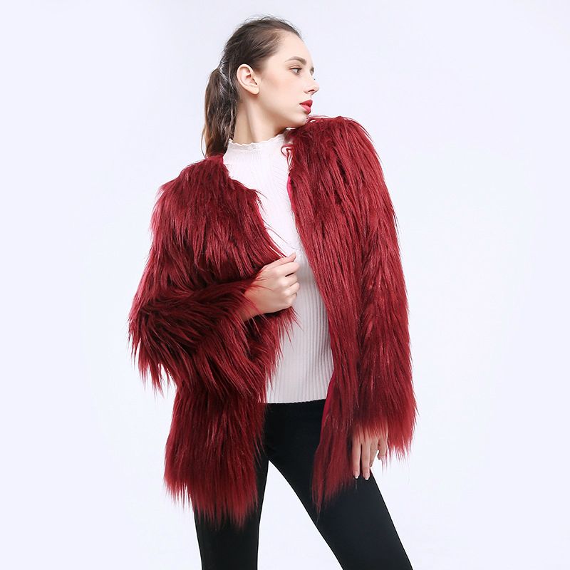 plus size red fur jacket
