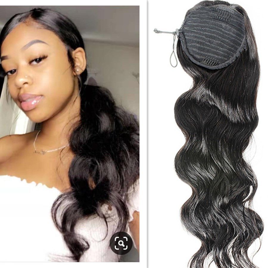 Drawstring Ponytail Human Hair Clip In Extensions Virgin Hair