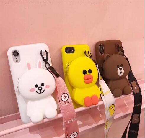 Cute Cartoon 3d Bear Cony Sally Wallet Phone Case For Iphone 6 6s Plus 7 8 Plus X Xr Xs Max Soft Silicone Back Cover Coque Funda Rhinestone Cell Phone Cases Silicone