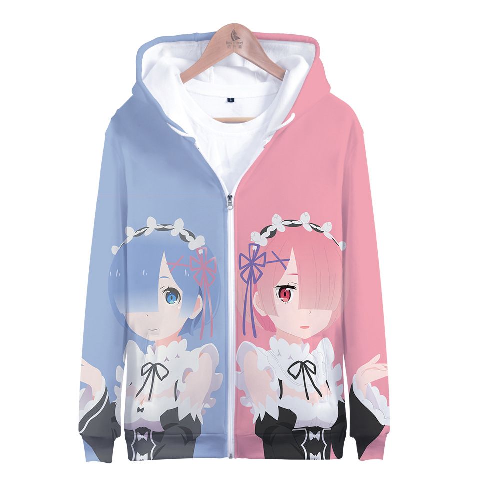 2021 Japanese Anime Re Zero 3d Hoodie Hooded Jacket Zipper Coat Sweatshirt For Men Women Cute Girls Rem And Ram Cosplay Costume From Zhouzhaoyu 12 93 Dhgate Com