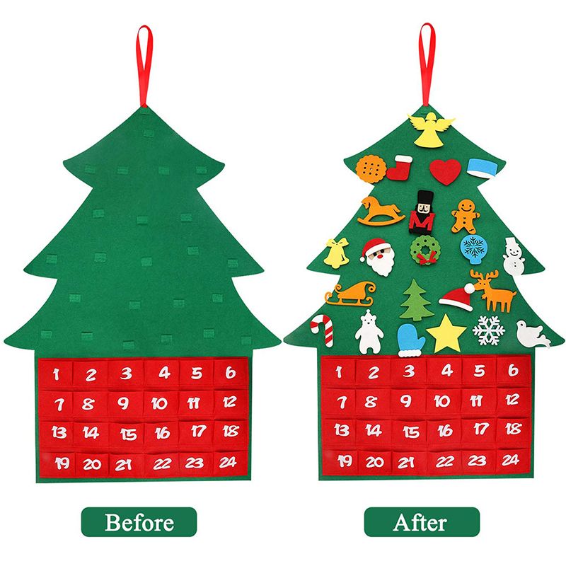 Calendário de Contagem Regressiva de natal Em Forma de árvore de Natal Sentiu Calendário Pingente com Bolso natal Home Office DIY Decoração Presente Calendário de Contagem Regressiva de natal Em Forma de árvore de Natal Sentiu Calendário Pingente com Bolso natal Home Office DIY Decoração Presente