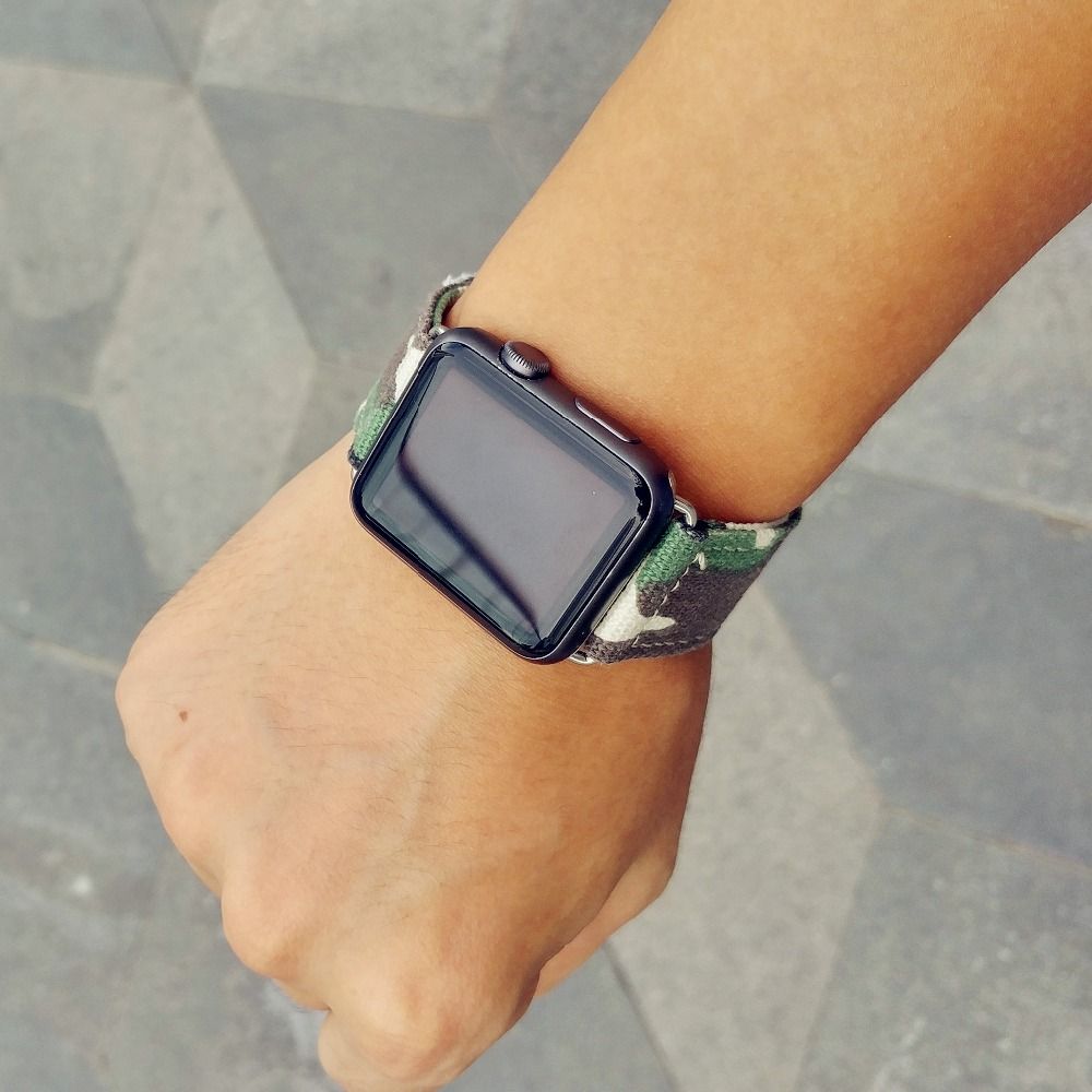 Acquistare Cinturino In Tela Mimetico Con Cinturino In Pelle Apple Watch  Series 4 3 2 1 Cinturino In Cinturino Con Cinturino In Silicone Iwatch Uomo  44mm 42mm 40mm 38mm Economico | Consegna