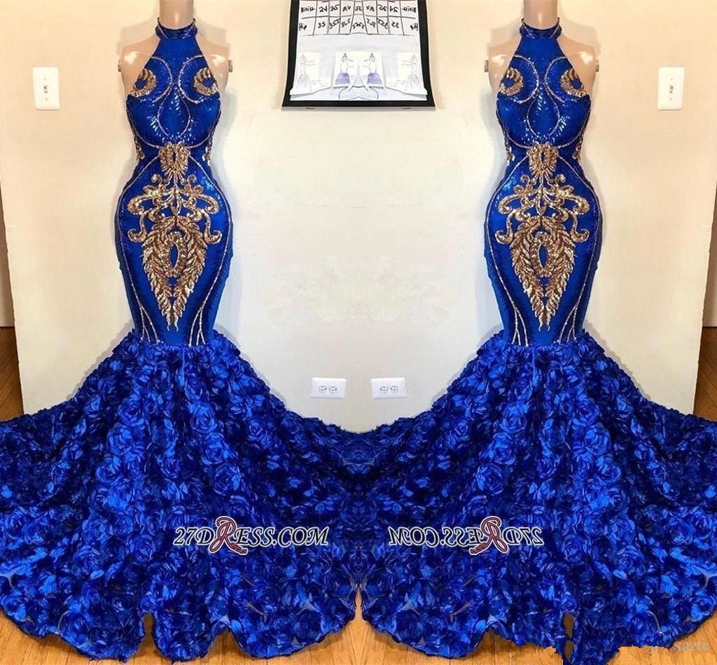 royal blue and gold prom dresses 2019