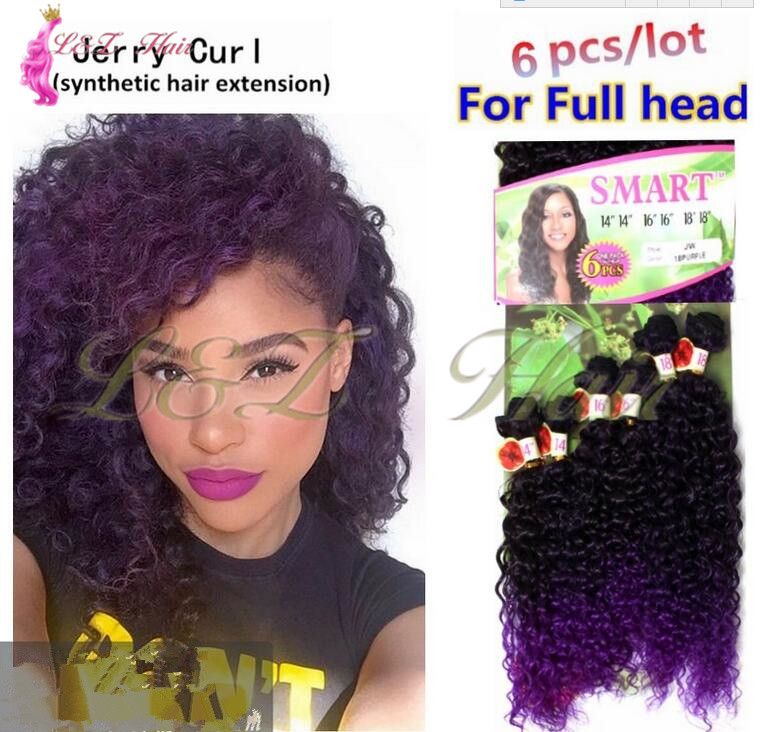 2020 Ombre Jerry Curl Two Tone 1b Bug Weave Synthetic Hair