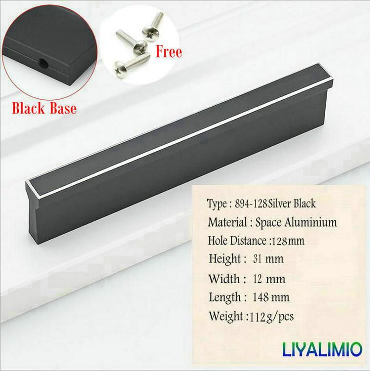 2020 894 128 Simple Style Silver Black Cabinet Handle Door Knobs