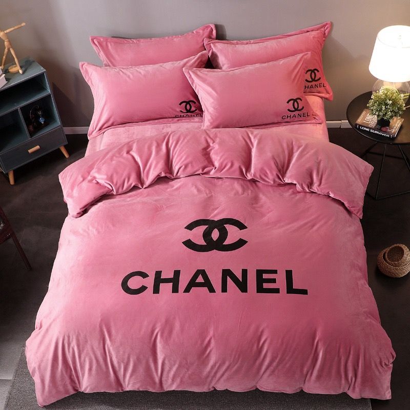 Coco Chanel Luxury Floral Pattern In Pink Background Bedding Set Mugteeco #15 Coco Chanel Luxury Floral Pattern In Pink Background Bedding Set Mugteeco