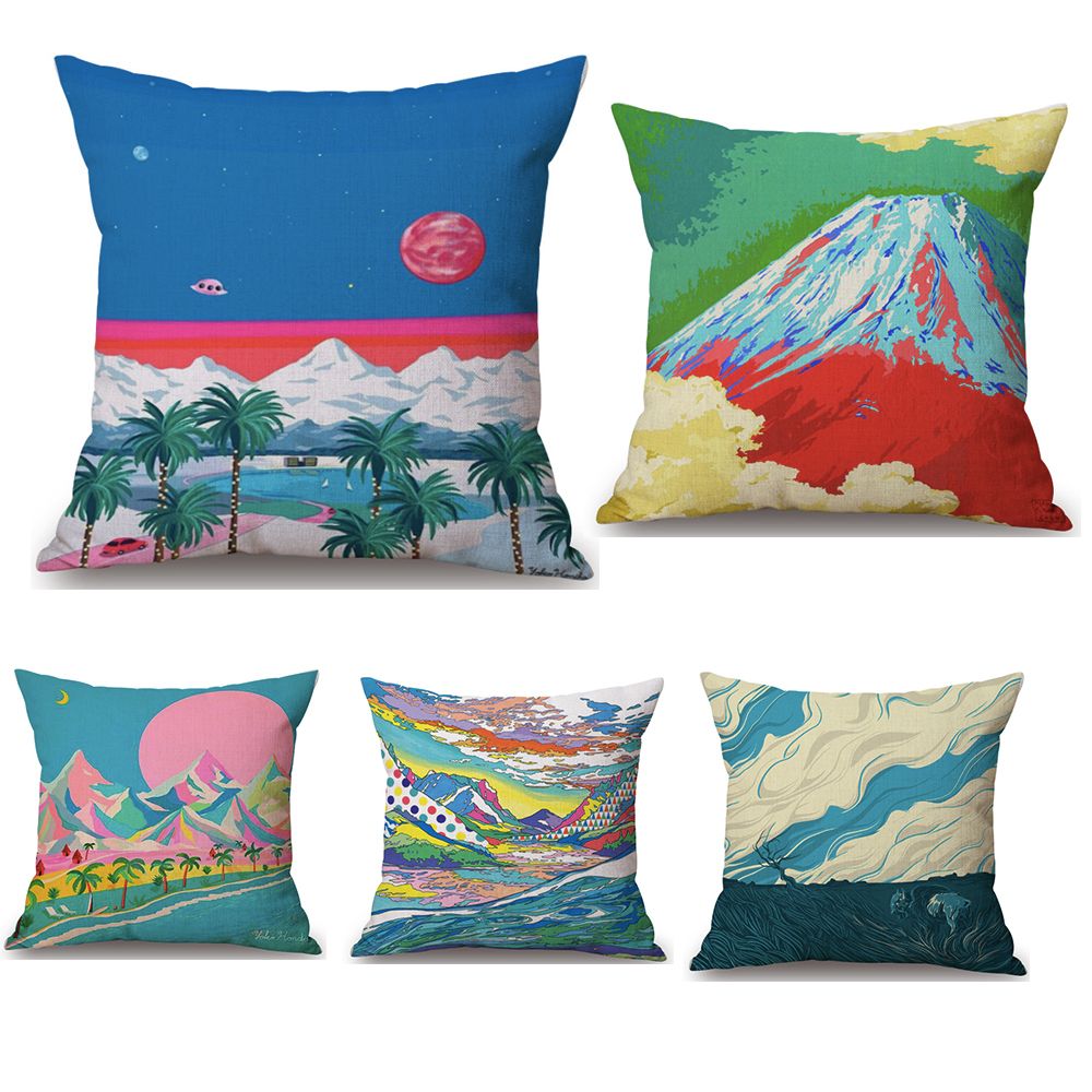 Pop Art Cartoon Alien Volcano Neck Body Pillowcase Linen Bed