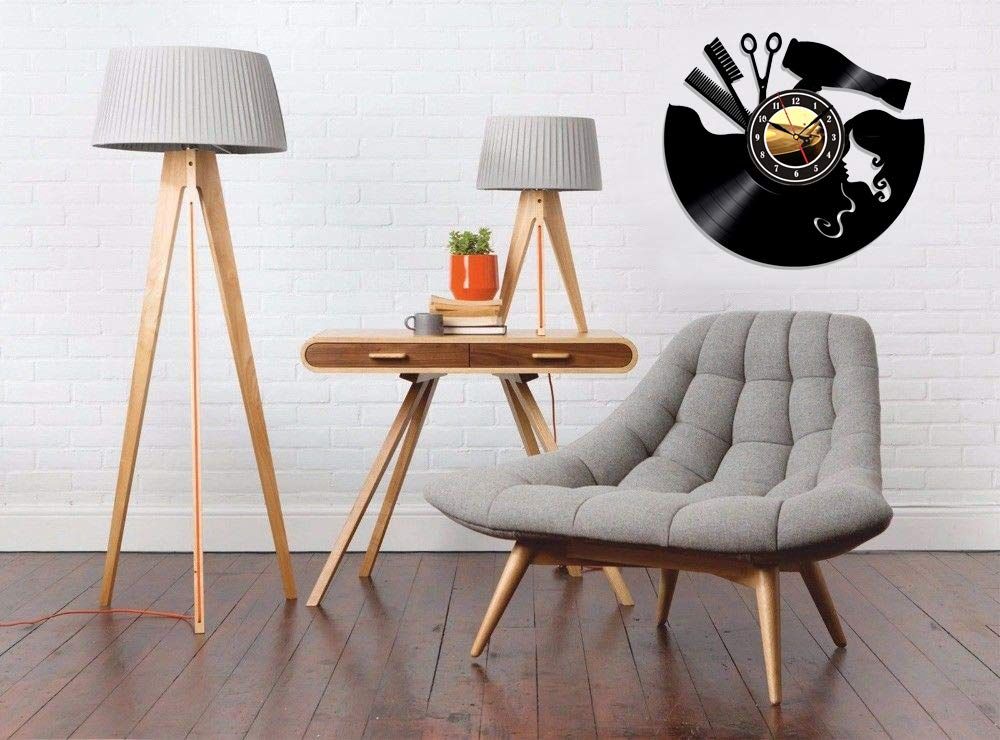 Vintage Vinyl Record Wall Clock Hairdresser Hair Barber Salon