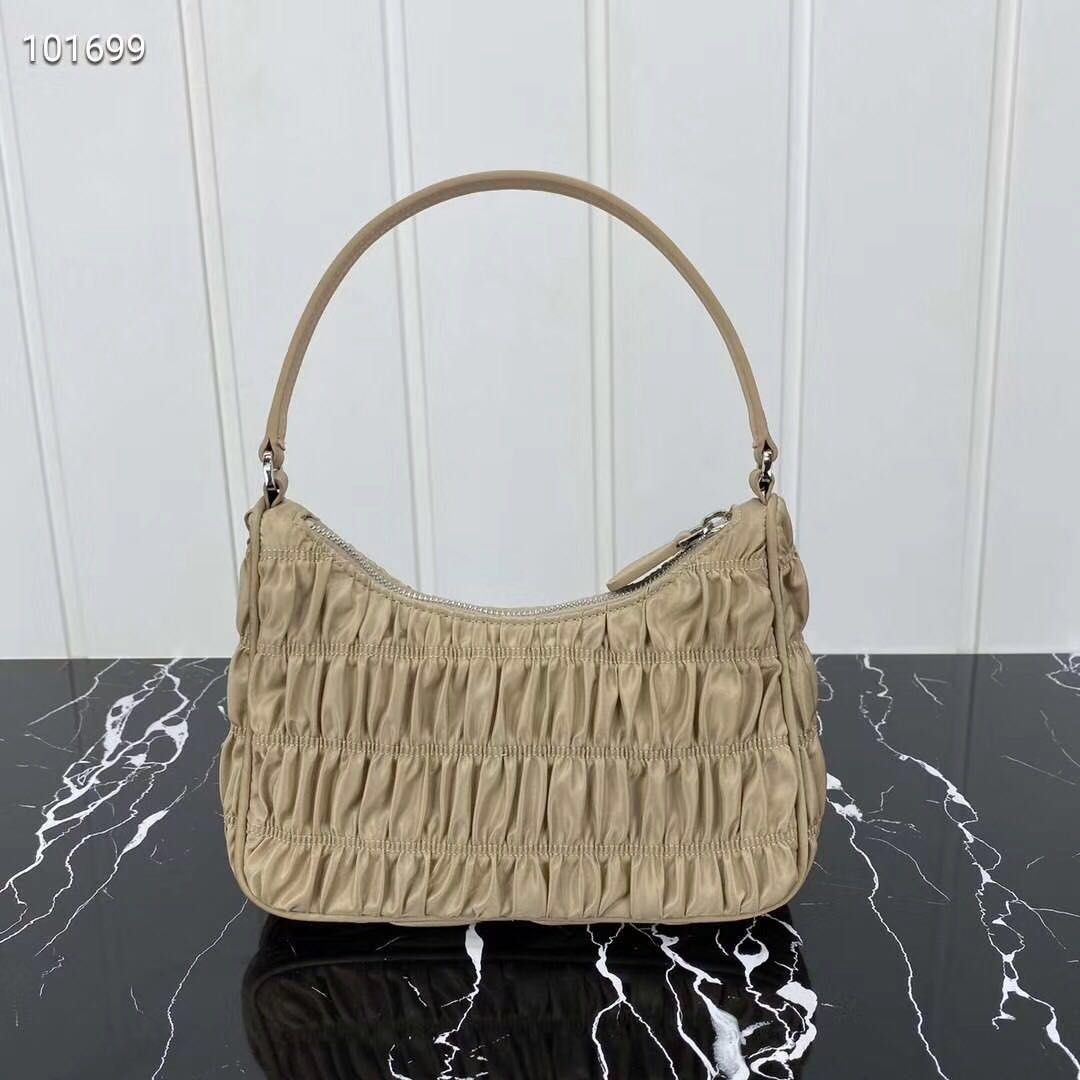 Cream Ruched Hobo