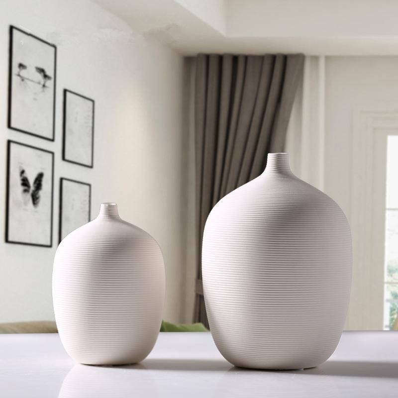 New Modern Style Chinese Porcelain Vases White Thread Ceramic