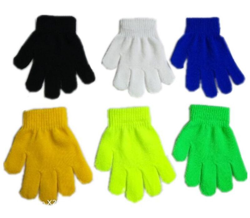 Child Gloves /& Mittens Girl Boy Kid Stretchy Knitted Winter Warm Candy Color