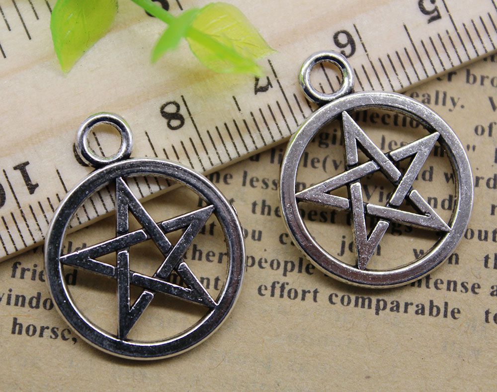 100Pcs Pentacle Star Charms Alloy Pendants Pentacle Star Charms