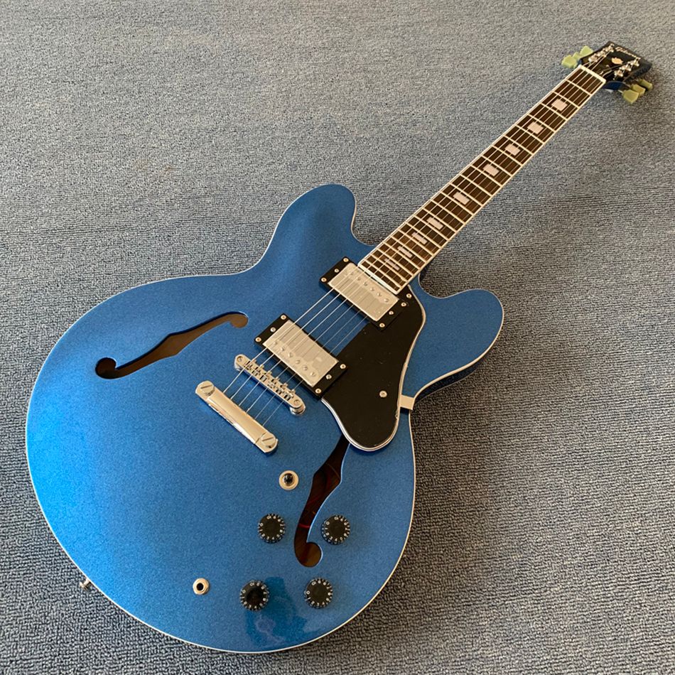 Compra Custom Shop Metallic Blue 335 Semi Hollow Guitarra Eléctrica Para  Jazz, Cromo, Incrustaciones De Bloque MOP Blanco, Pickguard Negro 190308  Barato | Entrega Rápida Y Calidad | Es.Dhgate