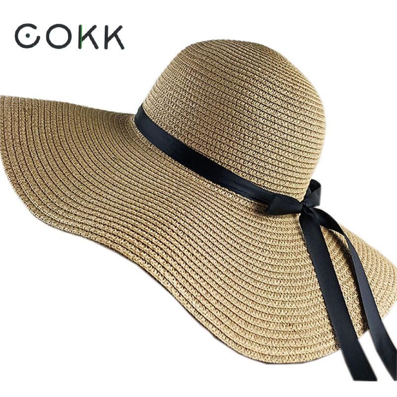 Summer Felt Sun Hat Women Vintage Wide Brim Lady Beach Sunhat Protection Caps Chapeu