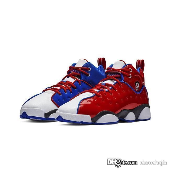 red and blue basketball shoes