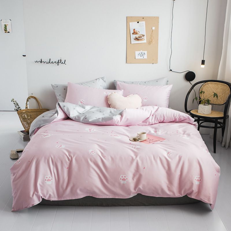 2020 100 Cotton Duvet Cover Bedding Set Cat Paws Print Bedspreads