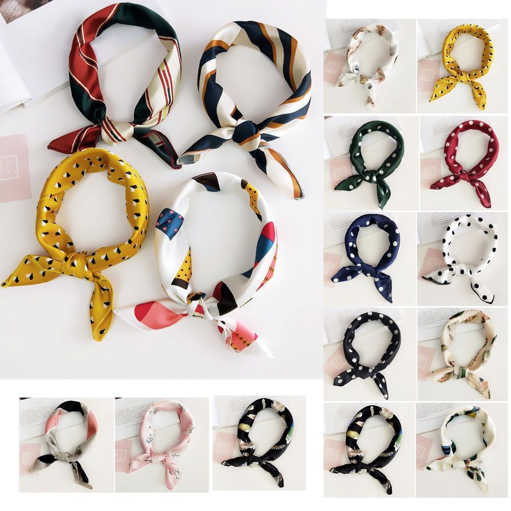 Women Square Elegant Silk Feel Satin Scarf Skinny Head Neck Hair Tie Band NEW