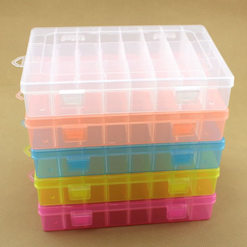 24 Compartments Plastic Box Case Jewelry Bead Storage Container Craft  Organizer