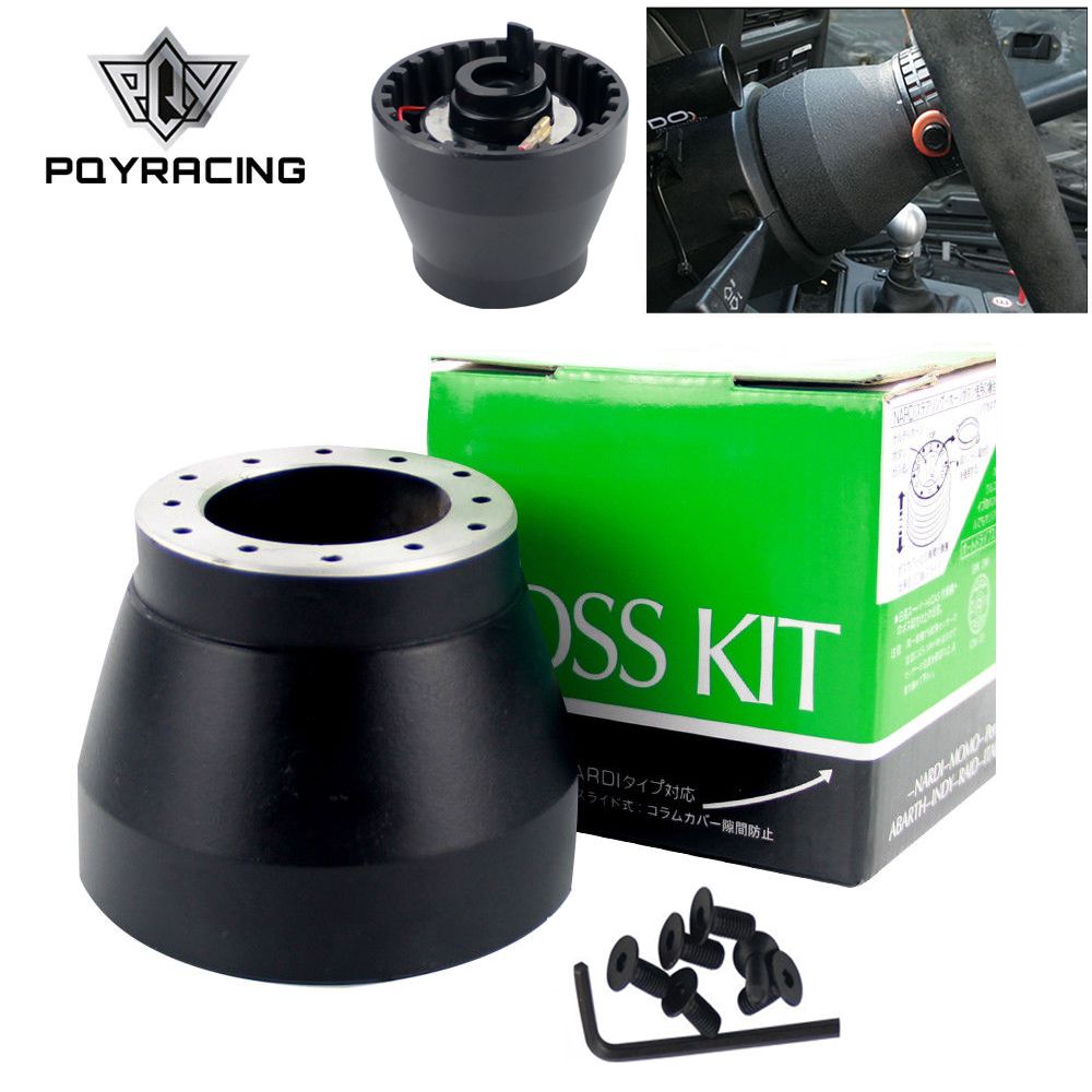 2020 PQY Black Racing Steering Wheel Hub Adapter Boss Kit For BMW E30