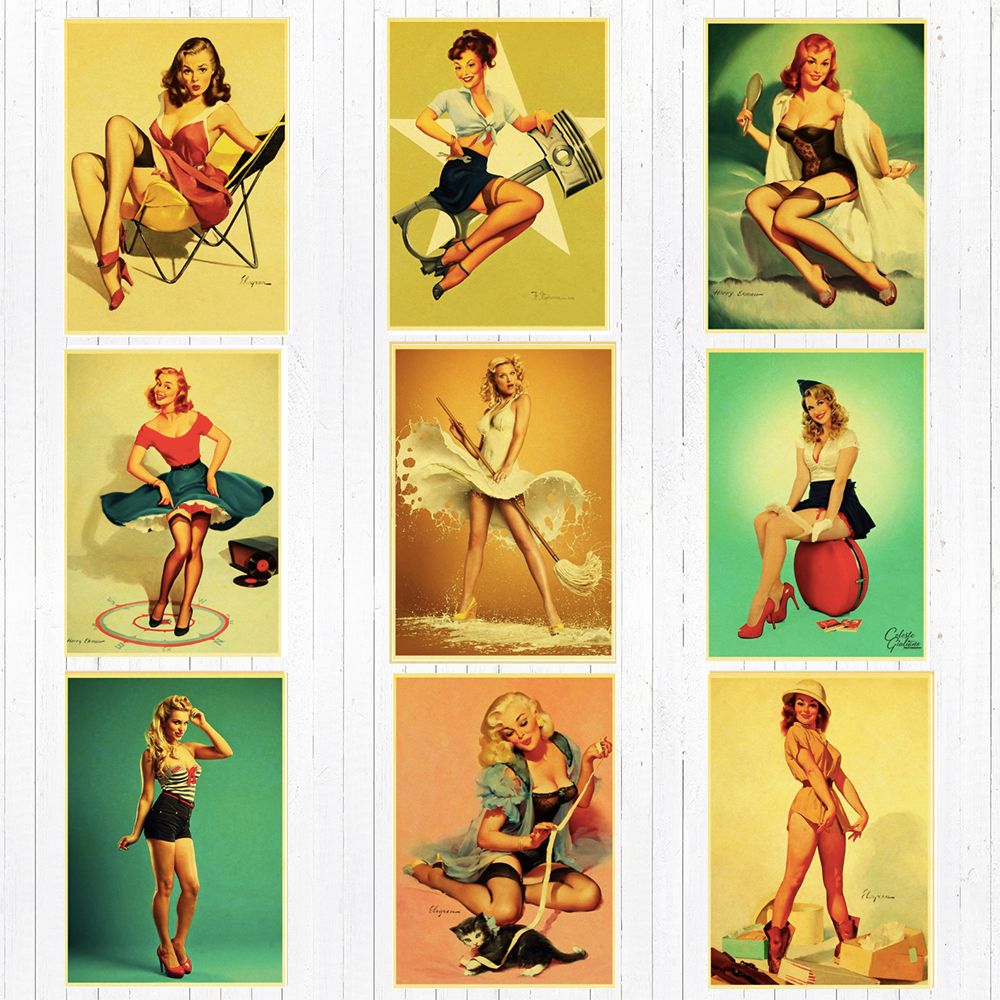 2020 Vintage Ww Ii Sexy Pin Up Girl Classic Canvas Painting Vintage Wall Kraft Posters Stickers Home Decor Wall Picture Living Room From Candide 2 69 Dhgate Com