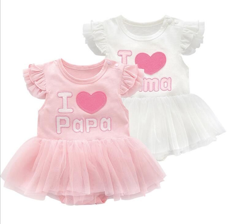 2020 Infant Girls Dresses Summer Cotton Princess I Love Papa Mama Newborn Baby Girl Clothes Romper Dress Fit 0 12 Months Babies From Zzj8 8 88 Dhgate Com