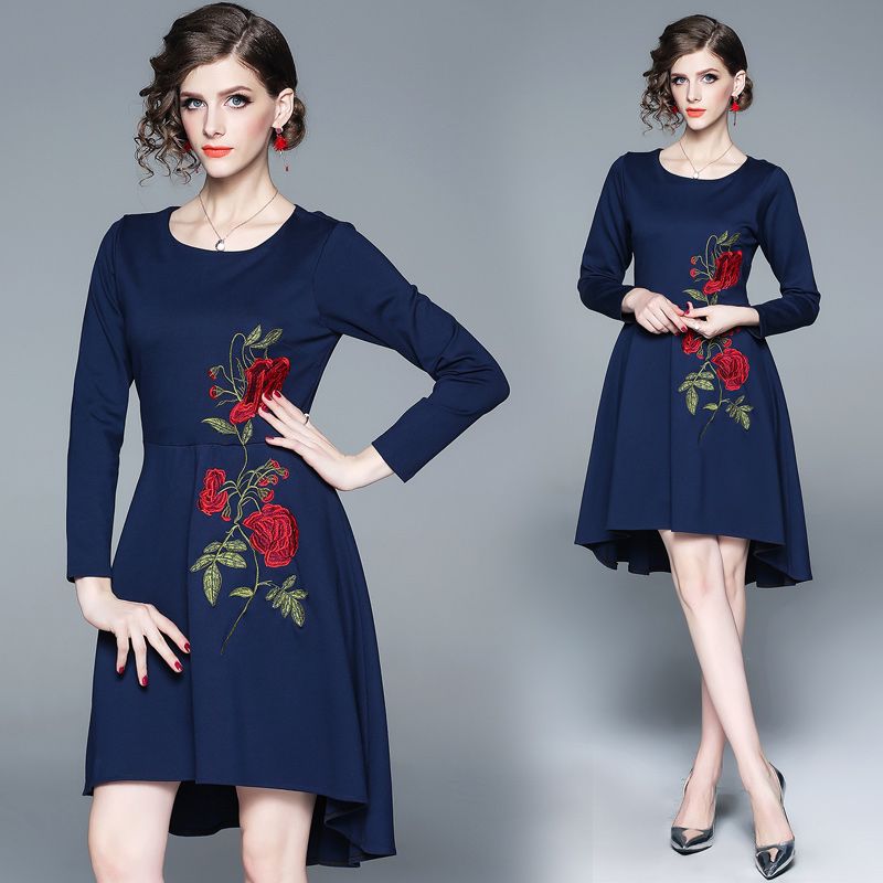 womens navy long sleeve dress