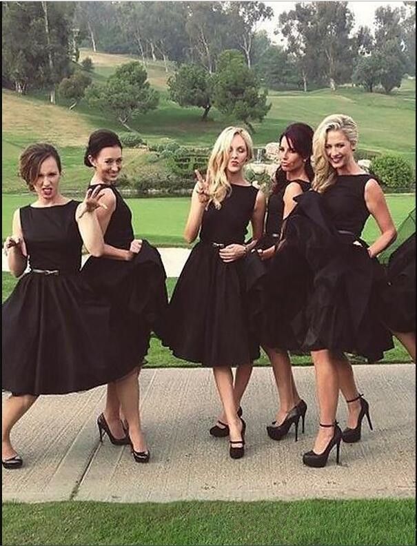 black knee length bridesmaid dress off 
