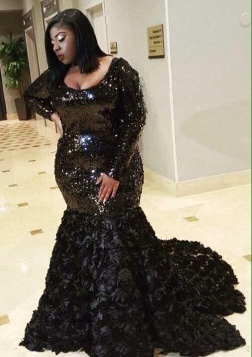 plus size black mermaid gown