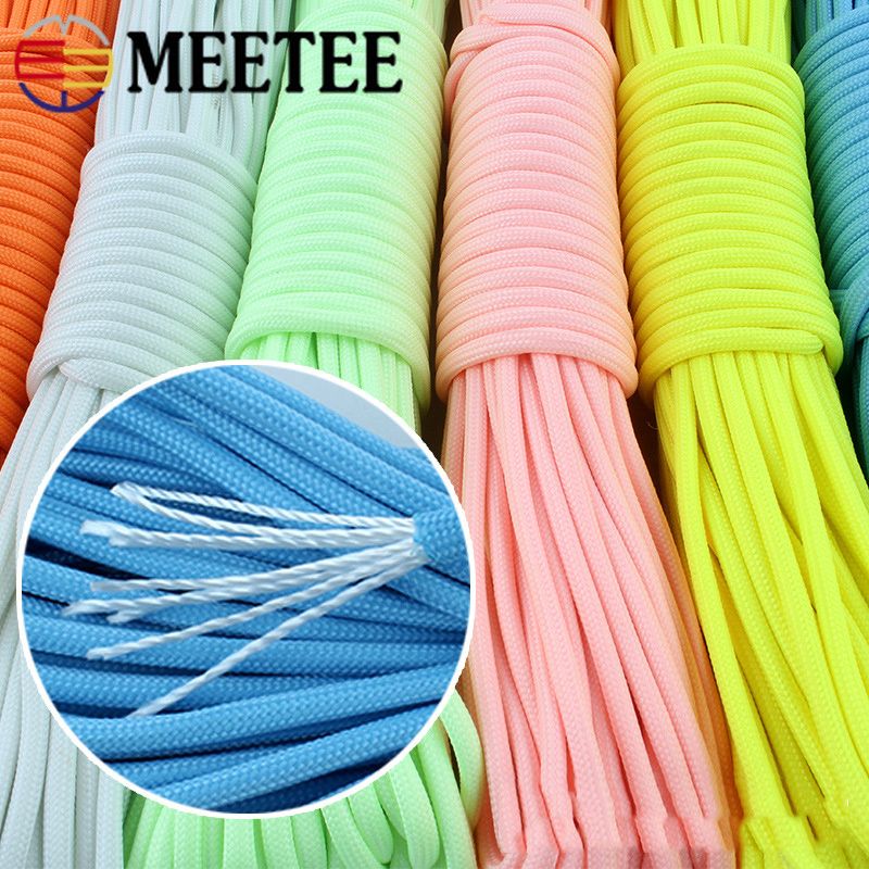 2020 20meter 4mm Umbrella Rope Cords Outdoor Luminous Paracord 9 Core