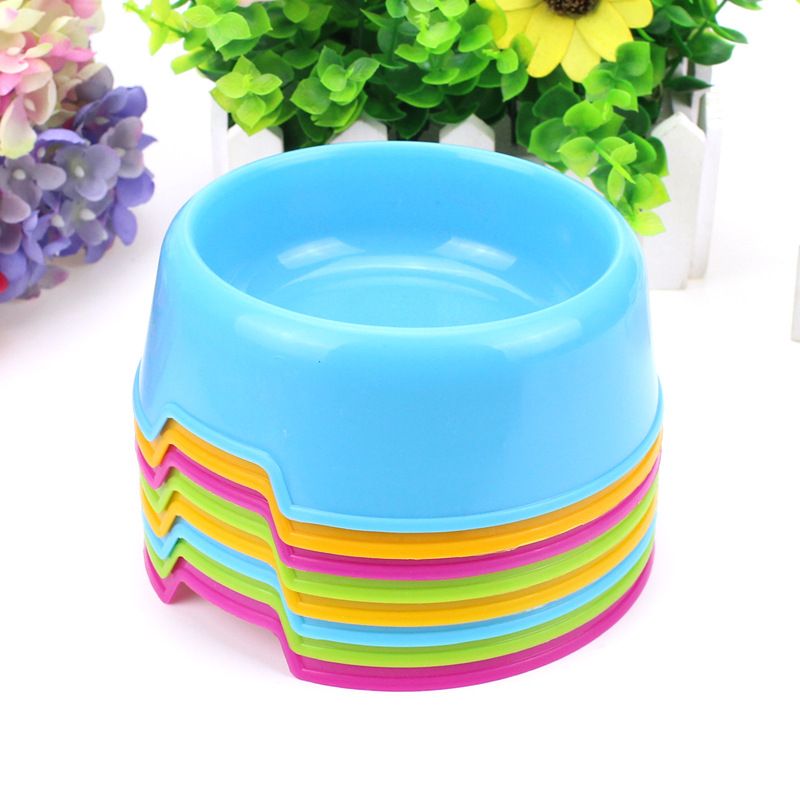 2020 Economy Plastic Pet Bowl Candy Color Dog Bowl Round Single Bowl