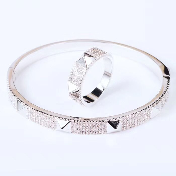 White gold/1 Sets(Bracelet+Ring)